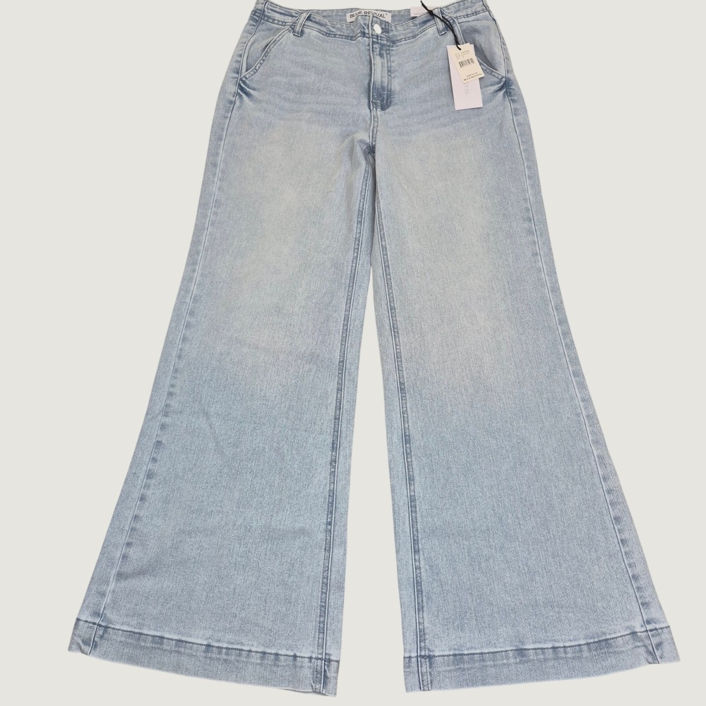 Blue Revival Recycled Denim Mid Rise Wide Leg Trouser Jeans Ultra Light 30 NEW